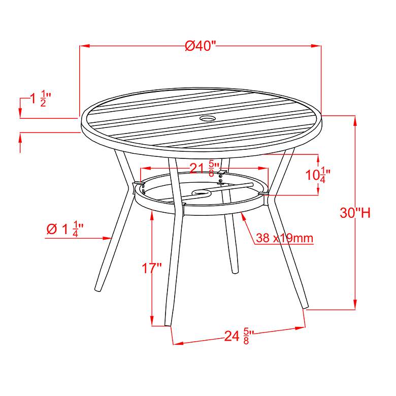 Image 6 Heptelian 40" Wide Natural Round Metal Patio Bistro Table more views