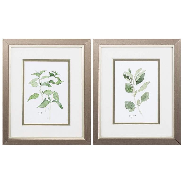 Image 1 Herb Garden Sketches 9"W x 11"H Framed Art Set of 2