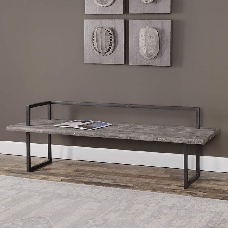 Image 1 Herbert 80" Wide Whitewashed Fir Reclaimed Wood Bench