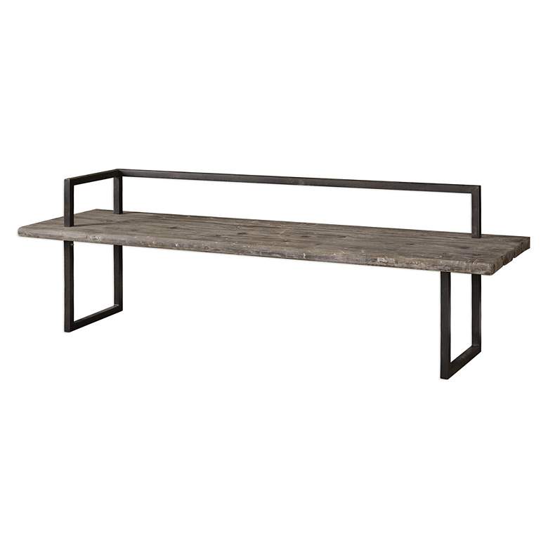 Image 3 Herbert 80" Wide Whitewashed Fir Reclaimed Wood Bench more views