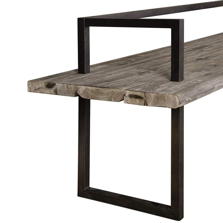 Image 4 Herbert 80" Wide Whitewashed Fir Reclaimed Wood Bench more views