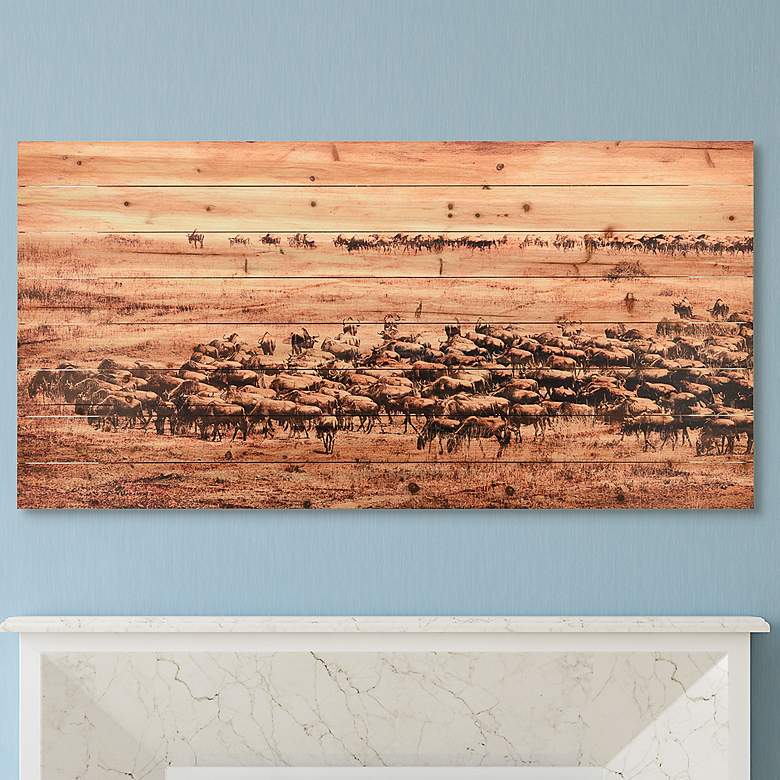 Image 1 Herd 60 inch Wide Rectangular Giclee Print Solid Wood Wall Art