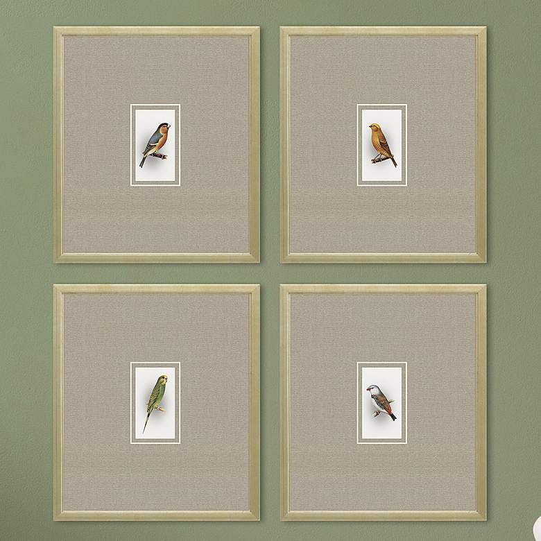 Image 2 Here Birdie I 14" High 4-Piece Giclee Framed Wall Art Set