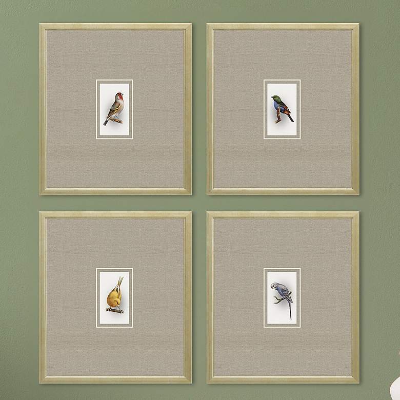 Image 2 Here Birdie II 14" High 4-Piece Giclee Framed Wall Art Set