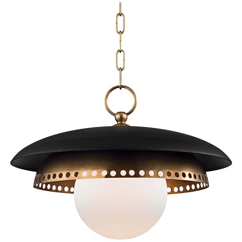 Image 2 Herikimer 17 1/2 inch Wide Aged Brass and Black Pendant Light