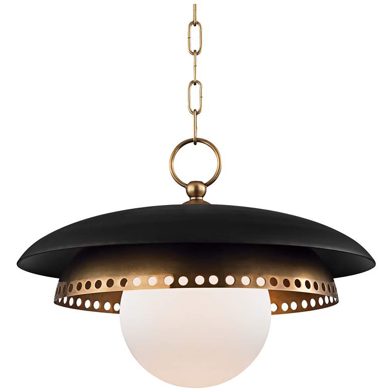 Image 2 Herikimer 17 1/2" Wide Aged Brass and Black Pendant Light