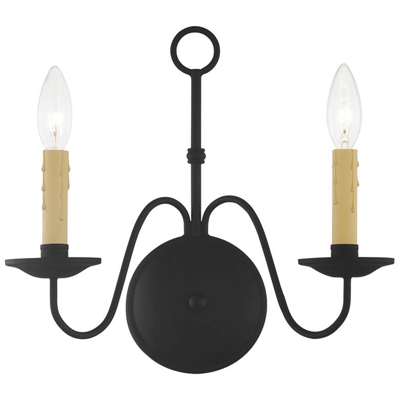 Image 1 Heritage 11.5-in W 2-Light Black Candle Wall Sconce