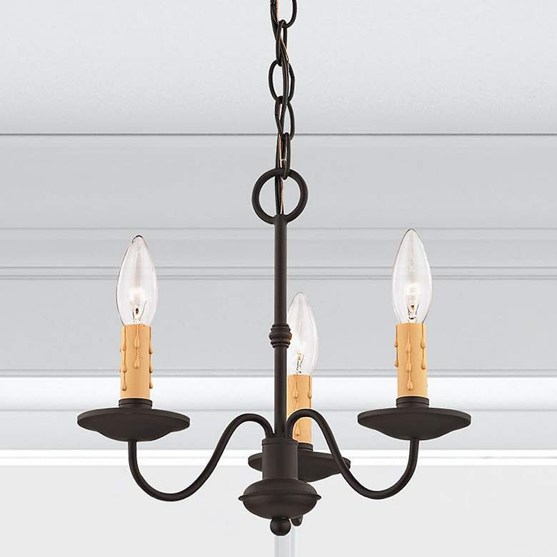 Image 2 Heritage 12 1/2" Wide Black 3-Light Chandelier