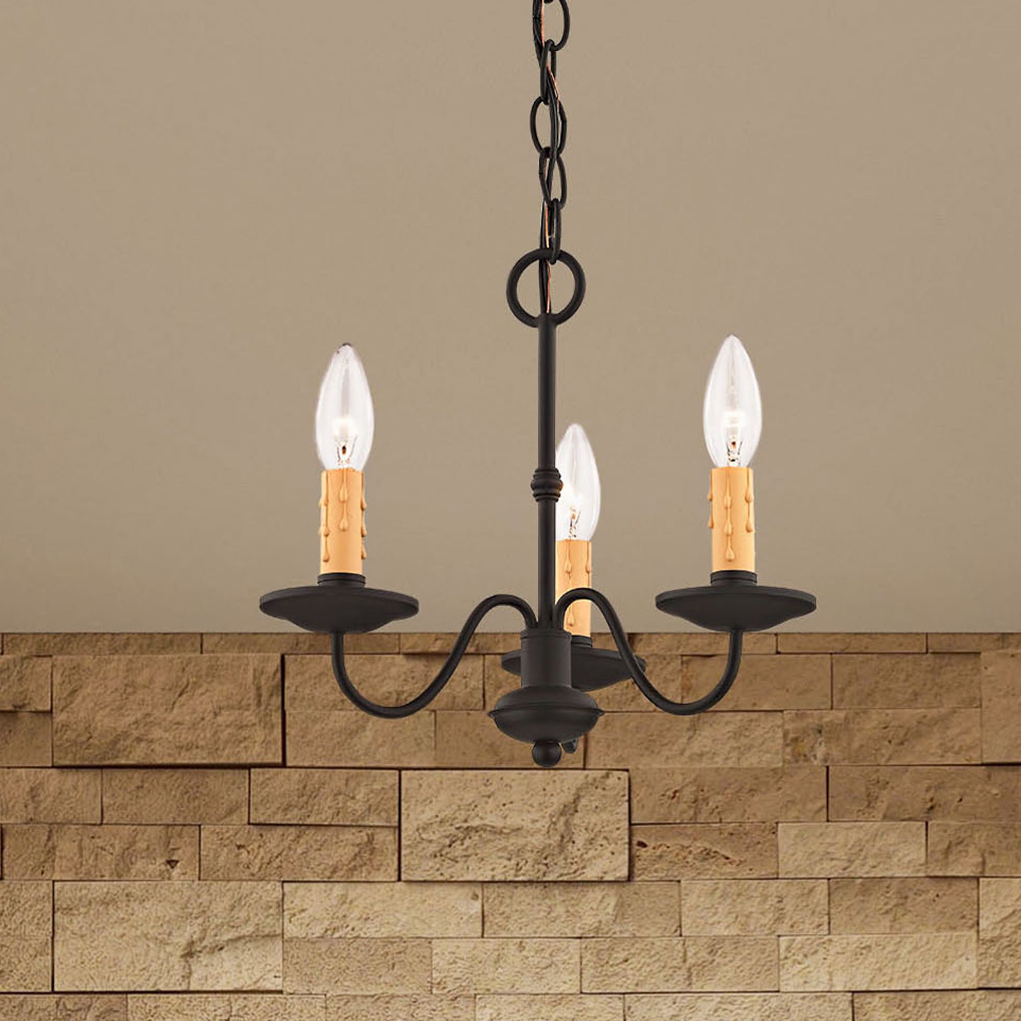 Heritage 12 1/2" Wide Black 3-Light Chandelier in scene