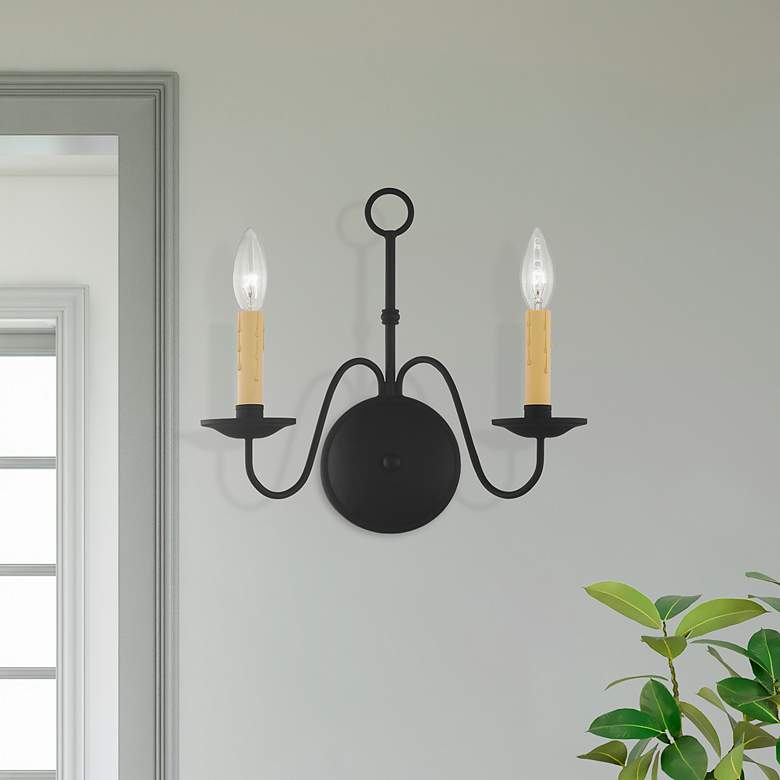 Image 1 Heritage 12 1/4" High Black 2-Light Wall Sconce