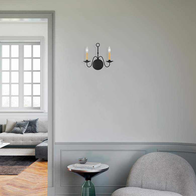 Image 7 Heritage 12 1/4" High Black 2-Light Wall Sconce more views