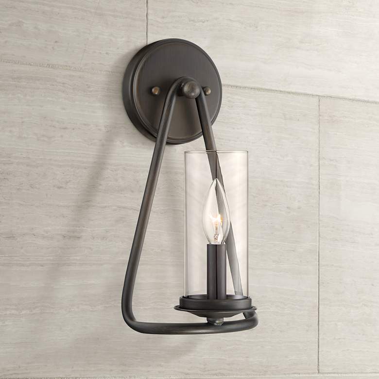 Image 1 Heritage 13 1/2" High Glass and Bronze Wall Sconce