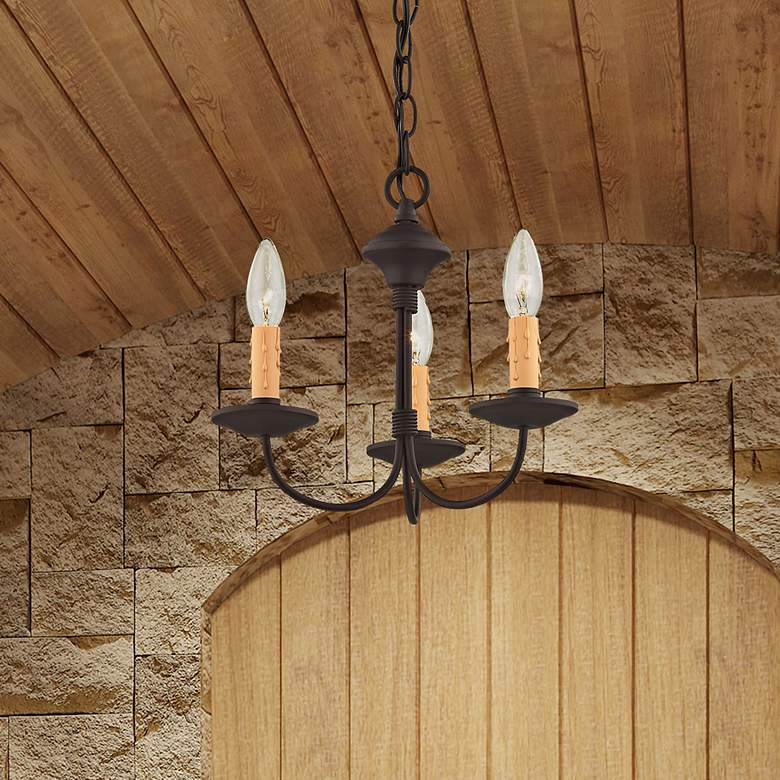 Image 1 Heritage 13-in 3-Light Black Candle Chandelier