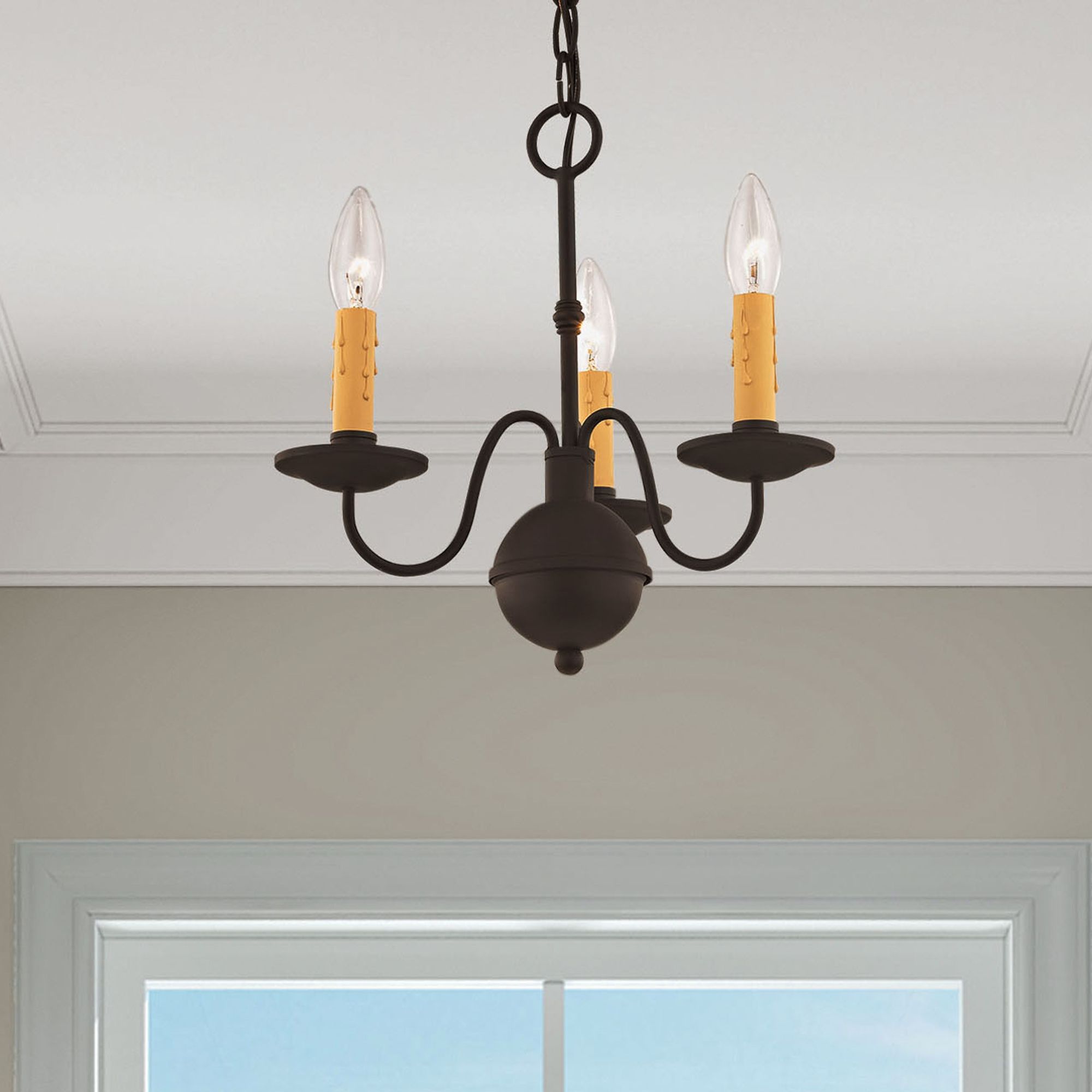 Heritage 14-in 3-Light Black Candle Chandelier