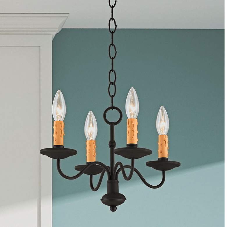 Image 1 Heritage 14" Wide Black 4-Light Chandelier