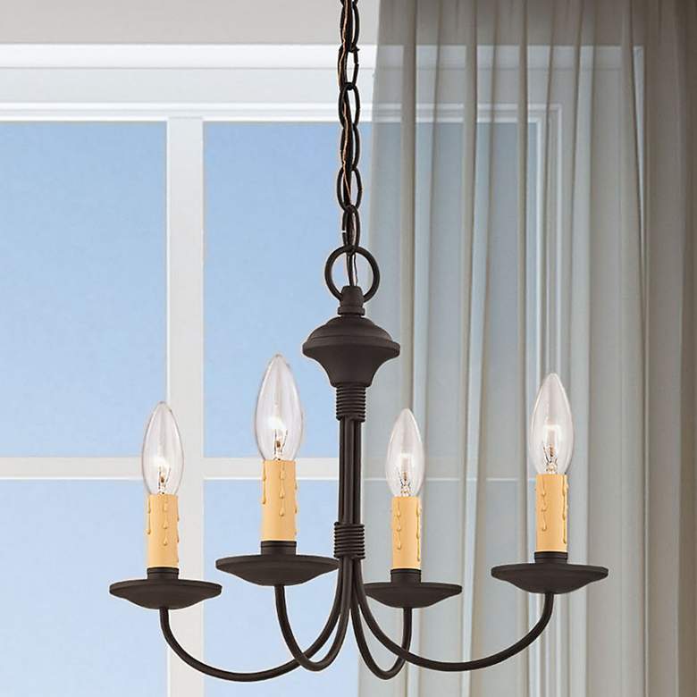 Image 1 Heritage 15" Wide Black 4-Light Mini Chandelier
