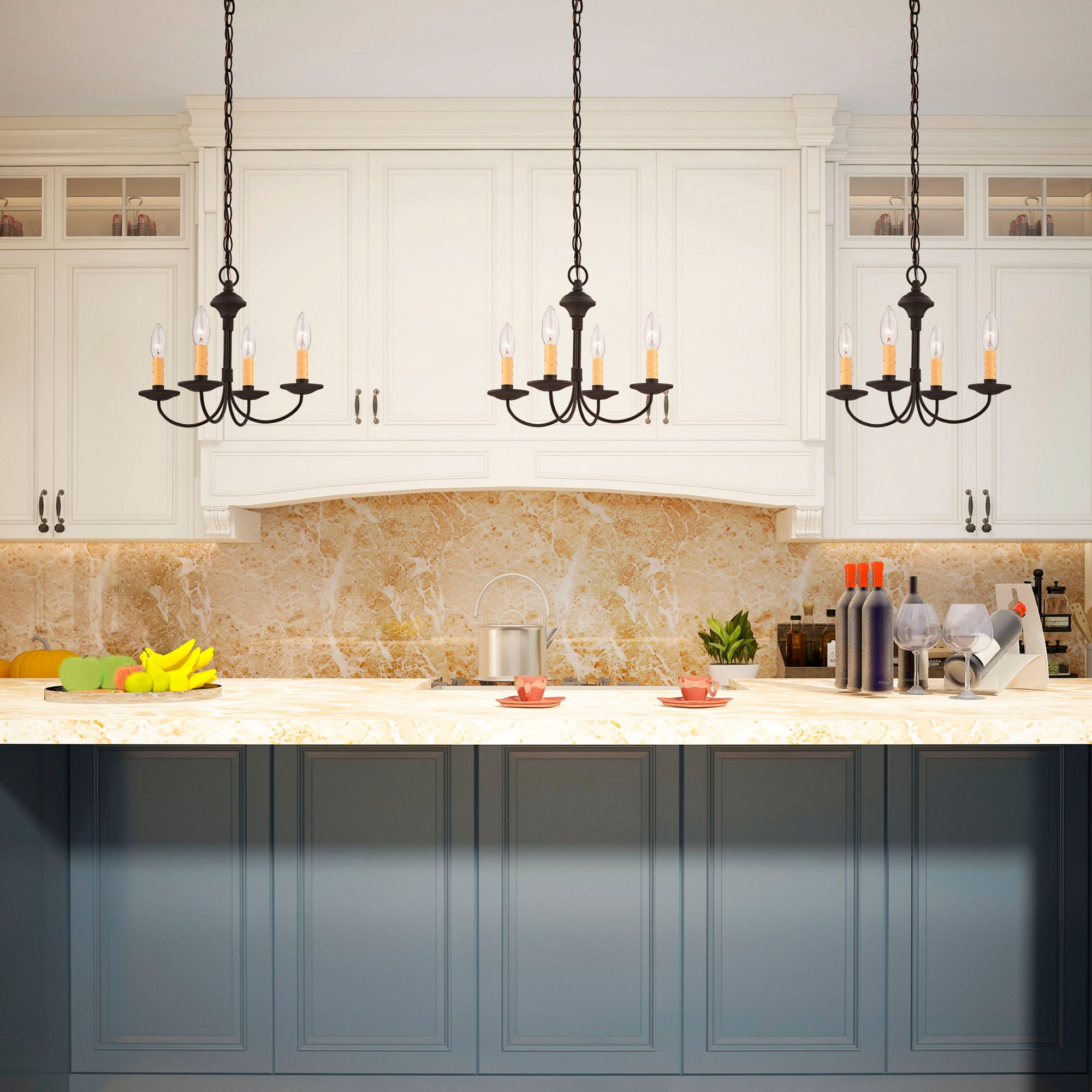 Heritage 15" Wide Black 4-Light Mini Chandelier