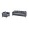 Heritage 2 Piece Upholstered Sofa Set in Gray Fabric and Metal