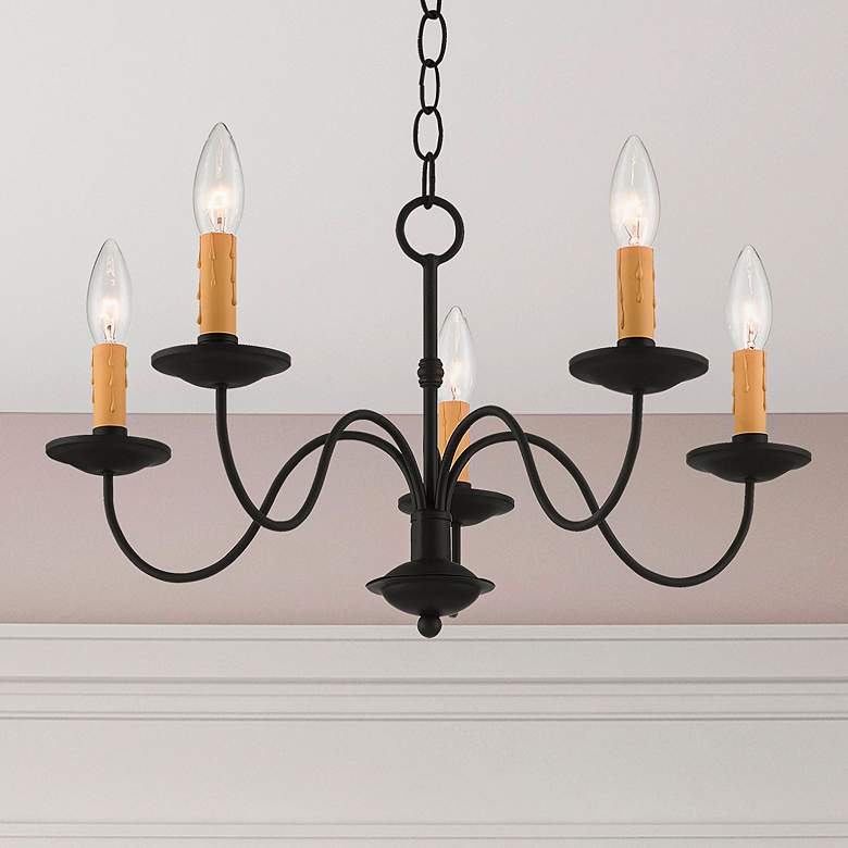 Image 1 Heritage 20-in 5-Light Black Candle Chandelier