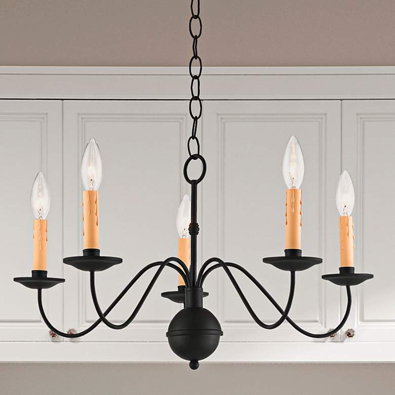 Image 2 Heritage 24" Wide Black 5-Light Chandelier