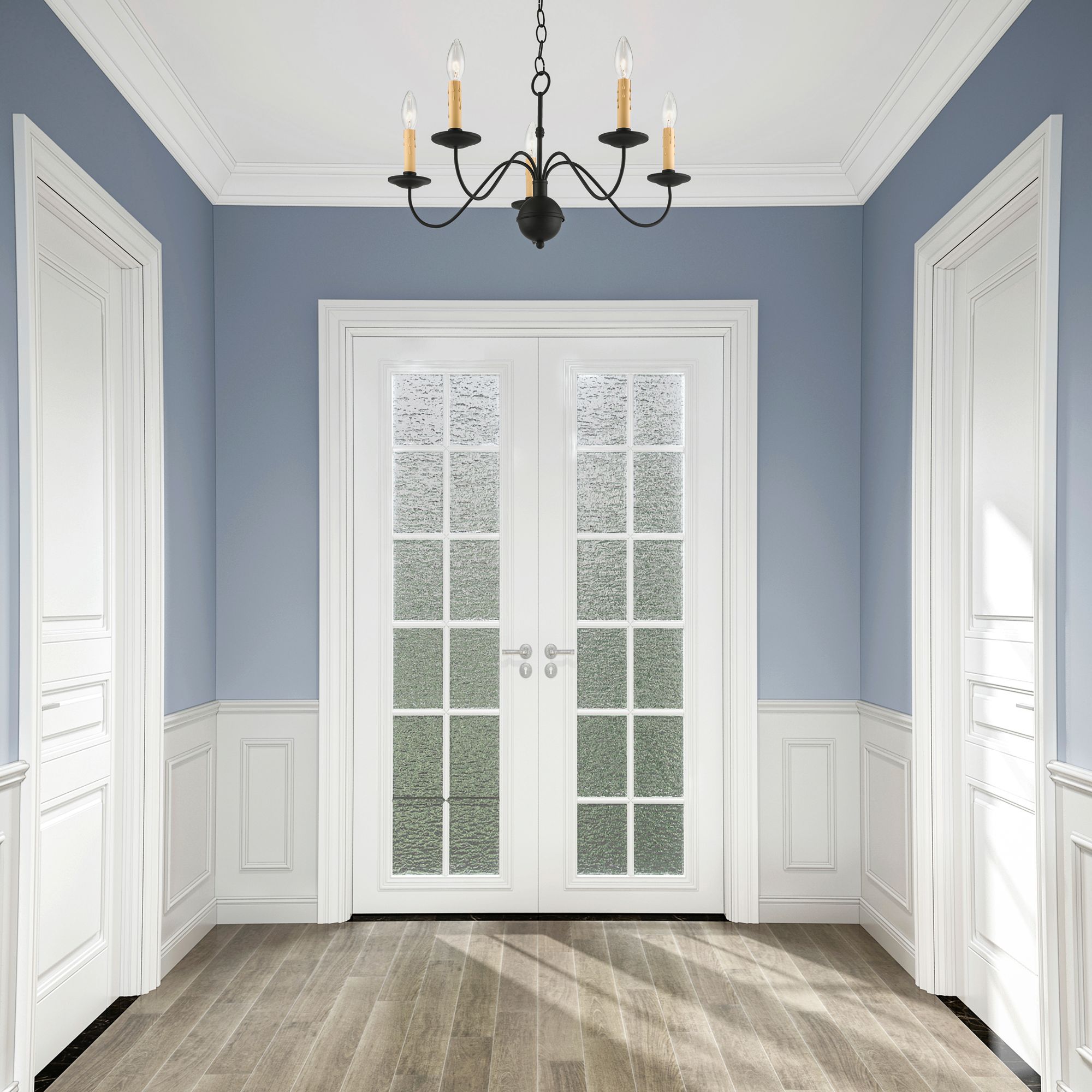 Heritage 24" Wide Black 5-Light Chandelier in scene