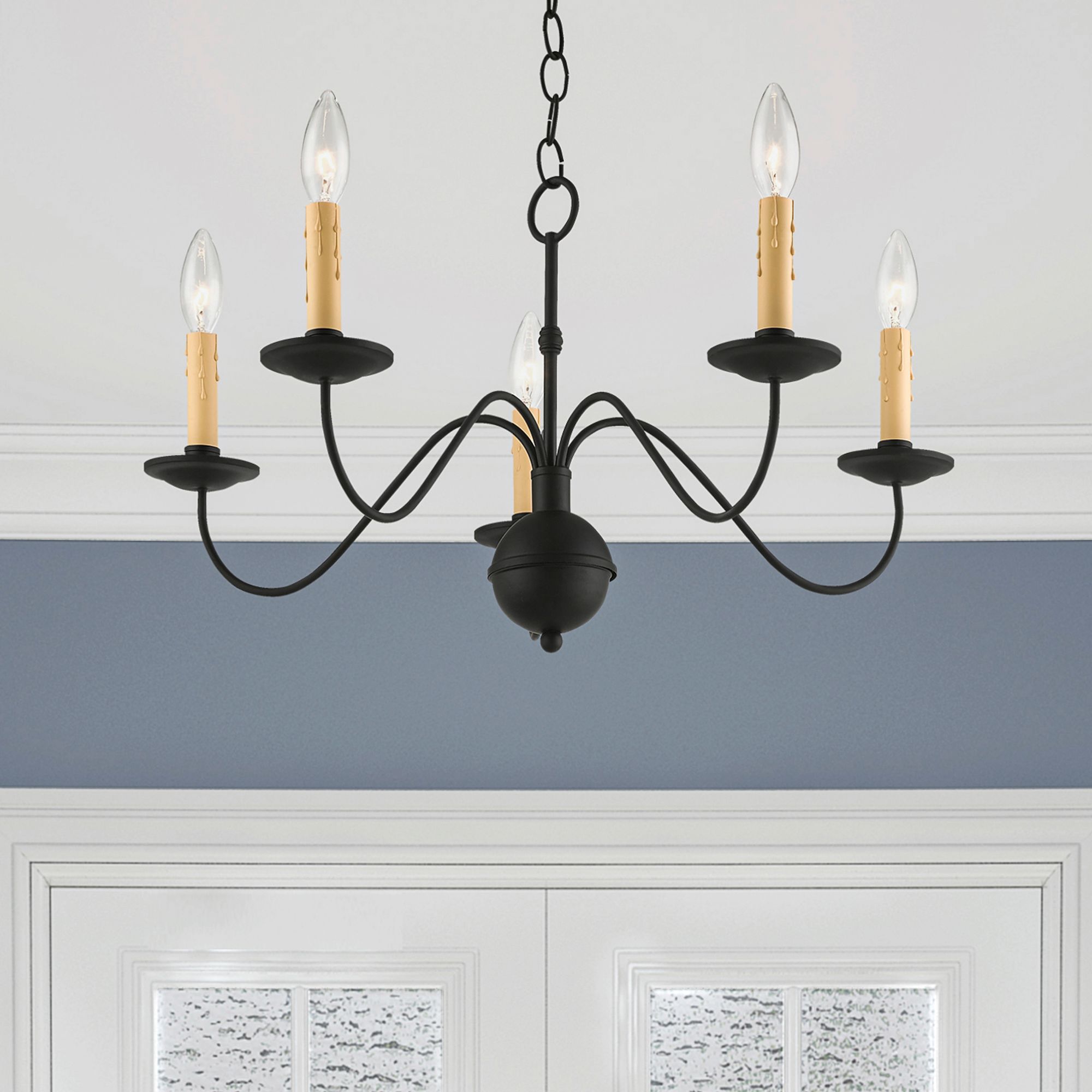 Heritage 24" Wide Black 5-Light Chandelier in scene