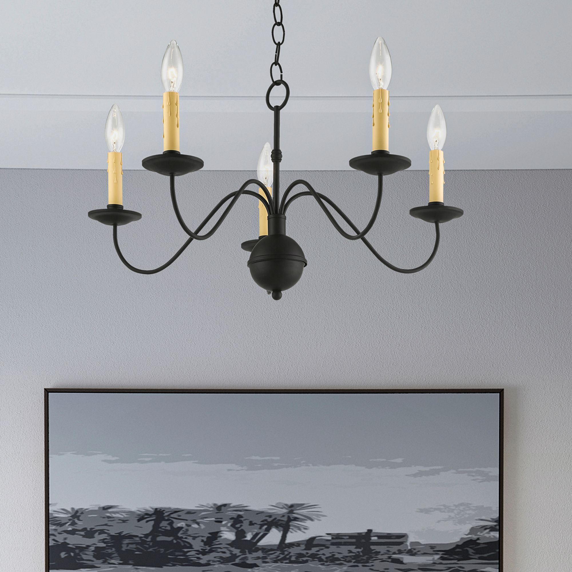 Heritage 24" Wide Black 5-Light Chandelier in scene