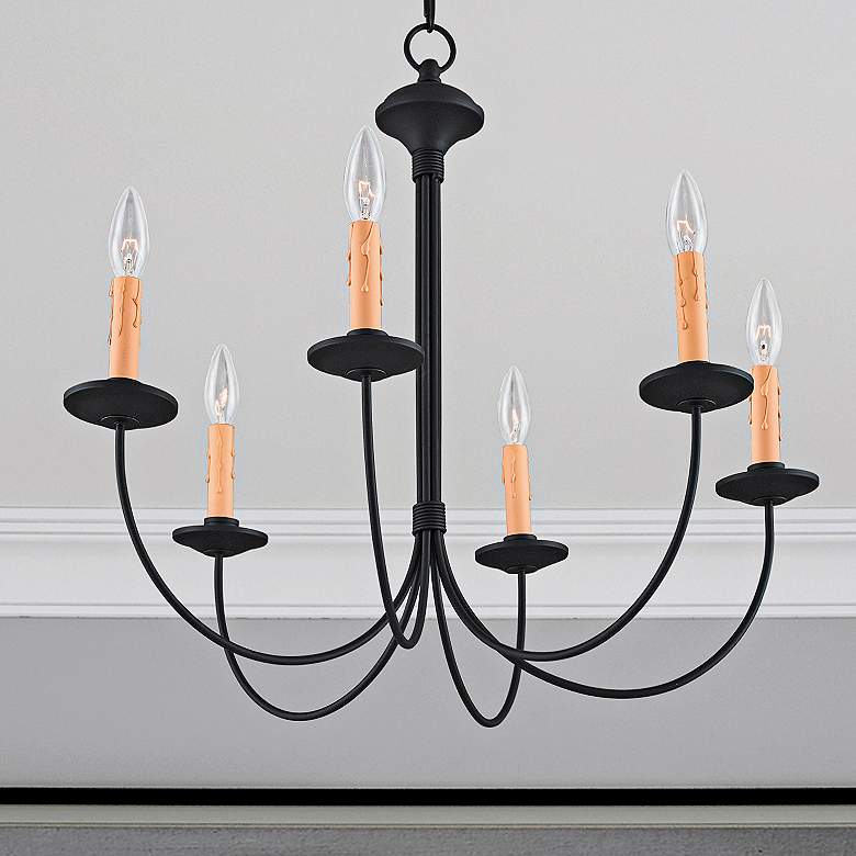 Image 1 Heritage 25 1/2" Wide Black 6-Light Chandelier