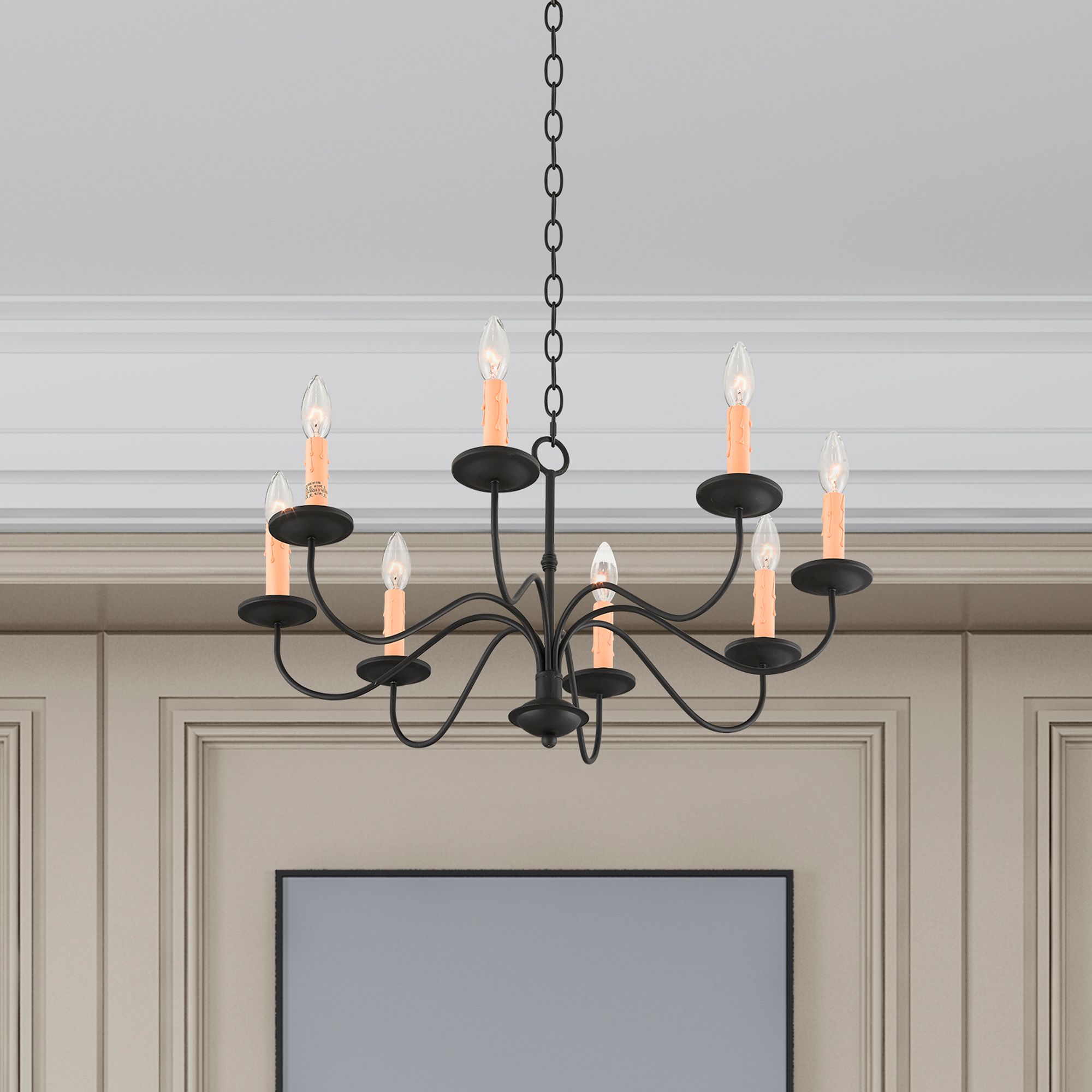 Heritage 25-in 8-Light Black Candle Chandelier