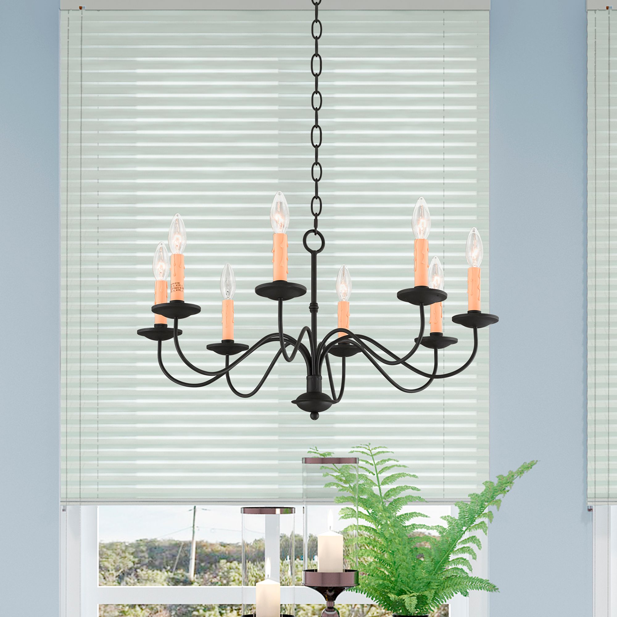 Heritage 25-in 8-Light Black Candle Chandelier
