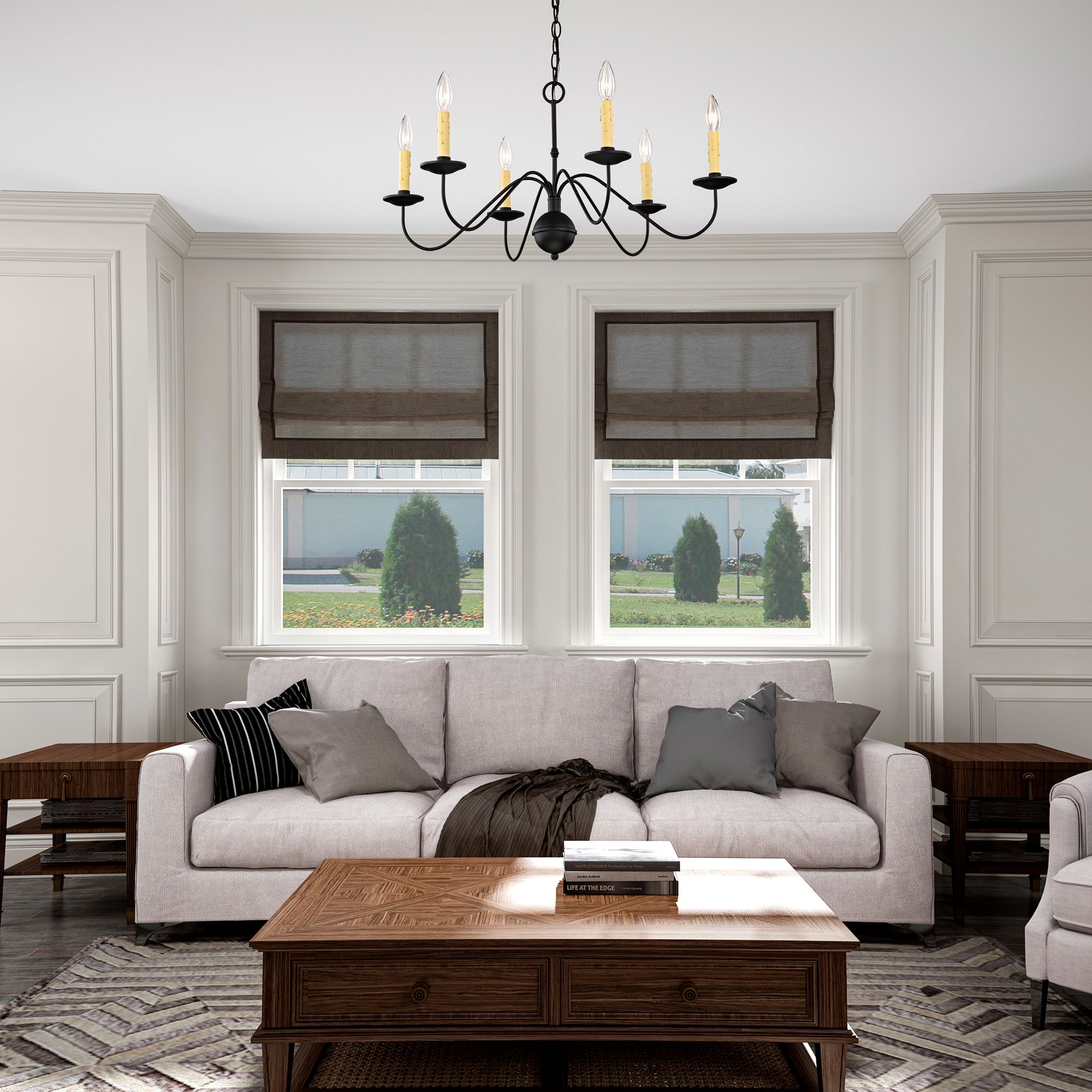 Heritage 27 1/2" Wide Black 6-Light Chandelier in scene