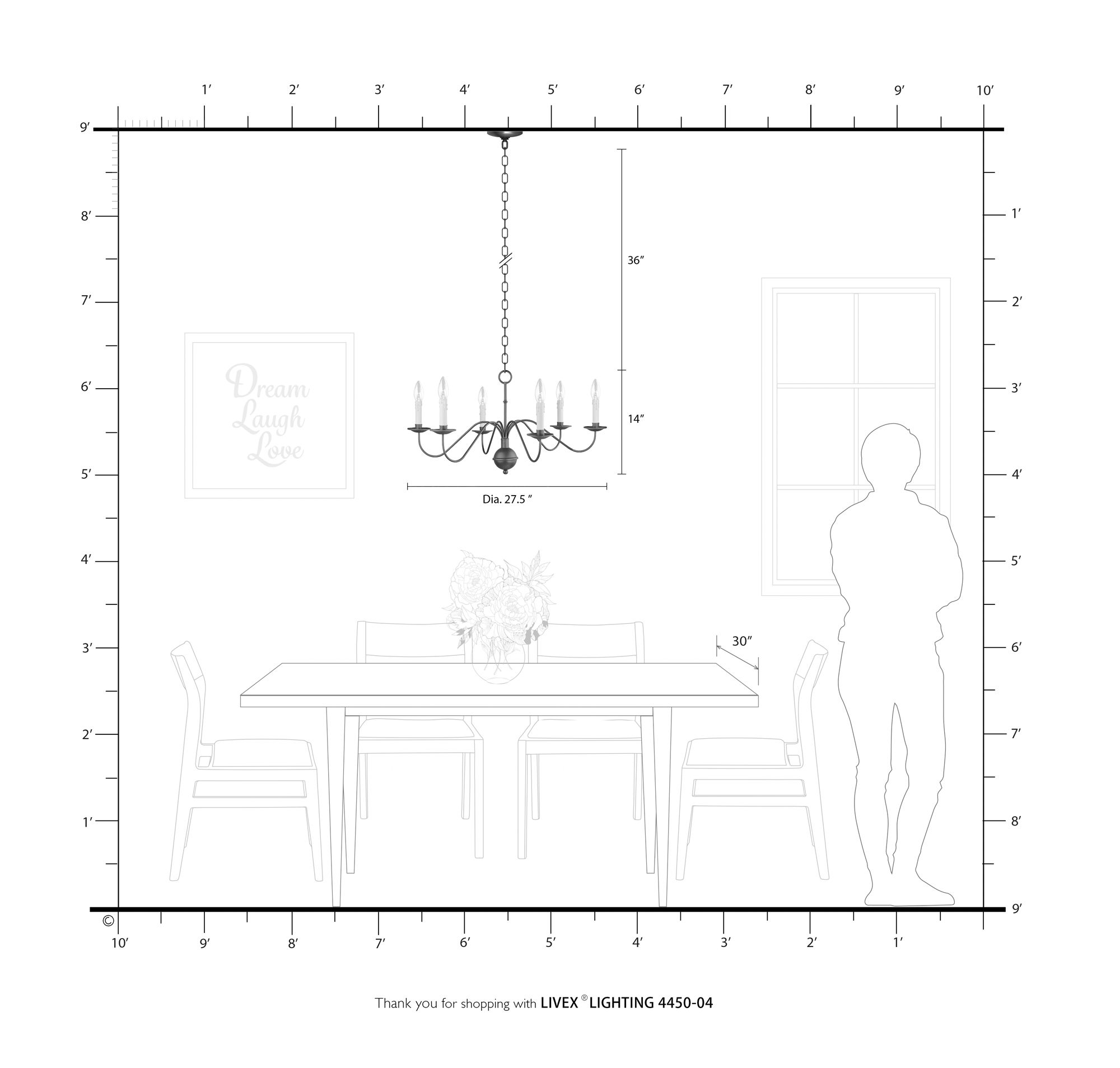 Heritage 27 1/2" Wide Black 6-Light Chandelier in scene