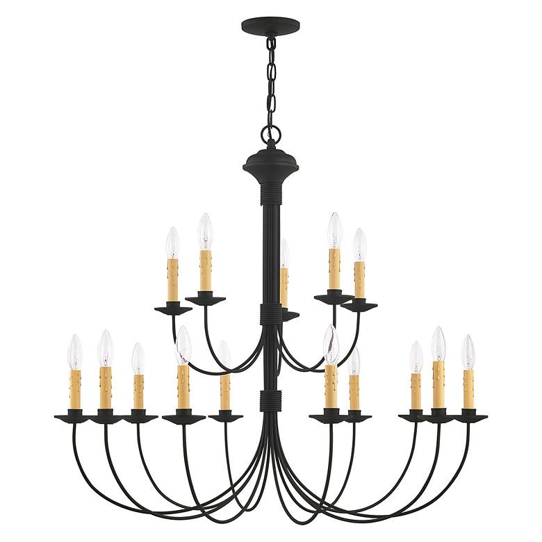 Image 3 Heritage 36-in 15-Light Black Candle Chandelier more views