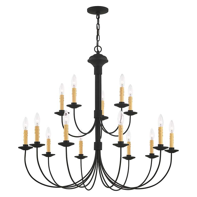 Image 4 Heritage 36-in 15-Light Black Candle Chandelier more views