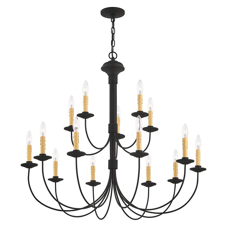 Image 5 Heritage 36-in 15-Light Black Candle Chandelier more views