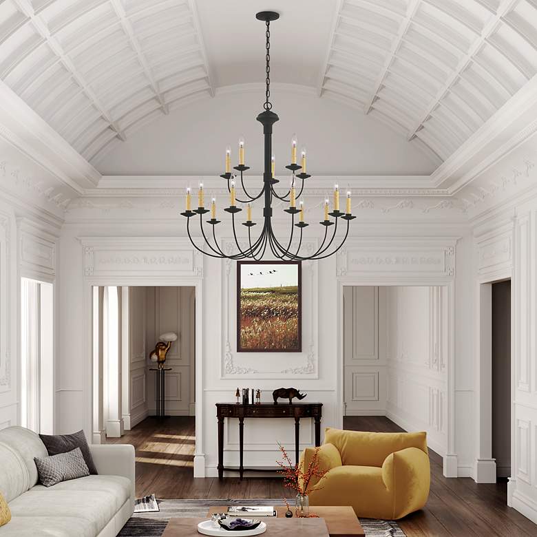 Image 6 Heritage 36-in 15-Light Black Candle Chandelier more views