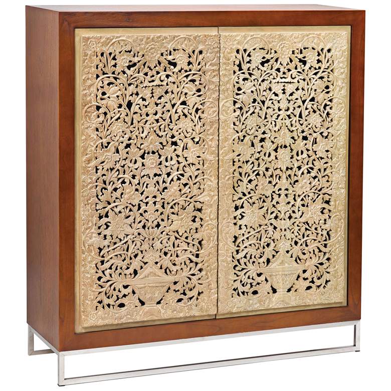 Image 1 Heritage 50 inch Wide Hand-Carved Wood Accent Cabinet