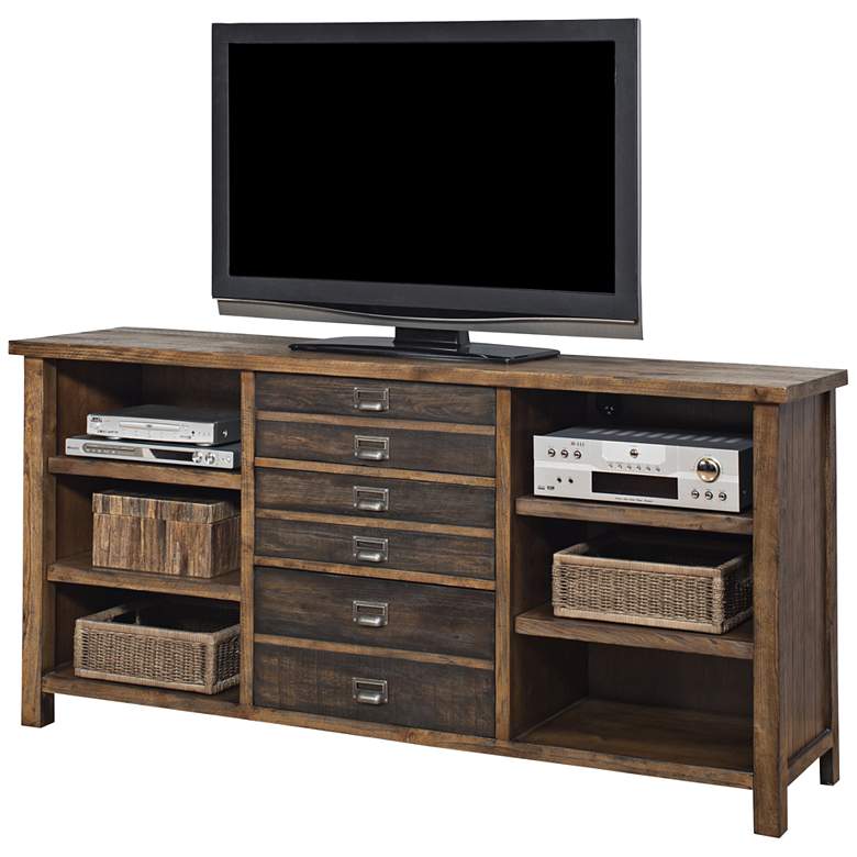 Image 1 Heritage 70 inch Wide 3-Drawer Hickory Wood Credenza