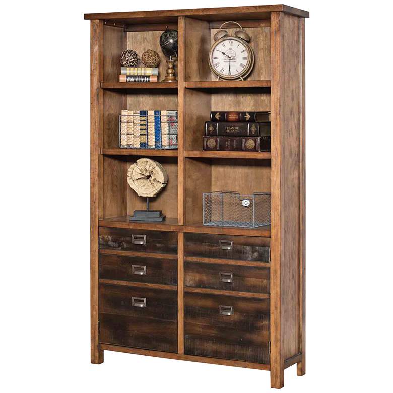Image 1 Heritage 72 inch High 6-Shelf Hickory Wood Bookcase