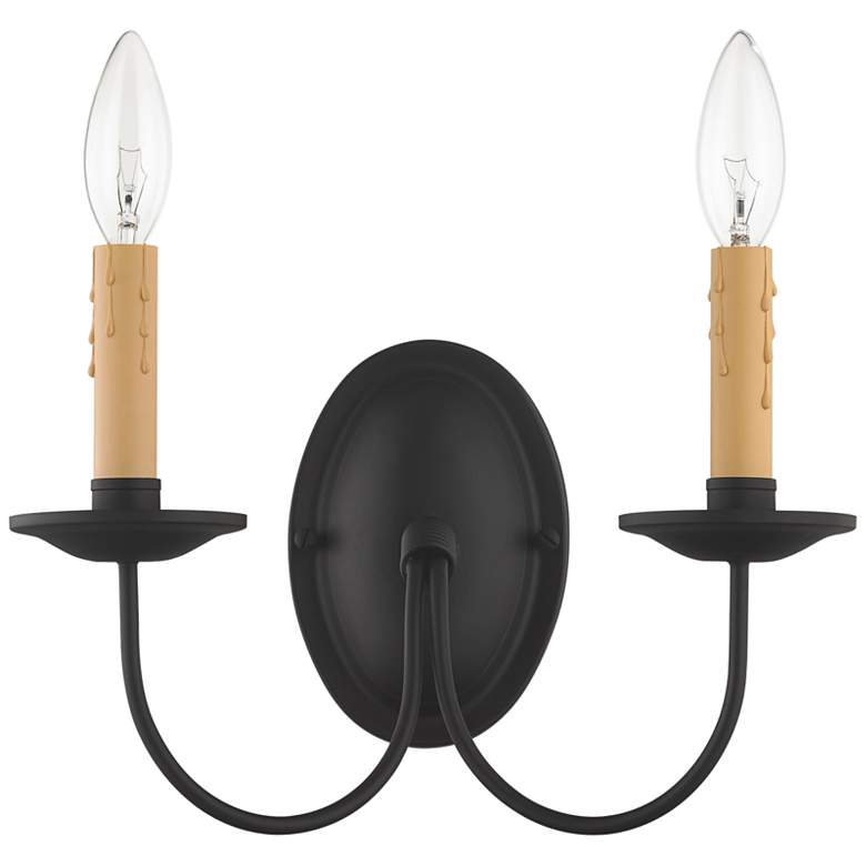 Image 1 Heritage 8 1/2 inch High Black 2-Light Wall Sconce