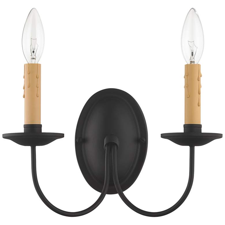 Image 1 Heritage 8 1/2" High Black 2-Light Wall Sconce