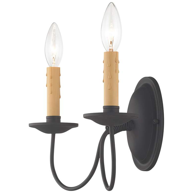 Image 3 Heritage 8 1/2" High Black 2-Light Wall Sconce more views