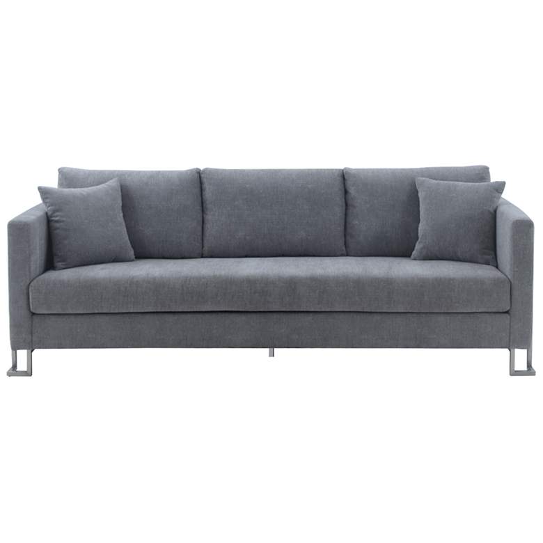 Image 1 Heritage 91 In. Upholstered Sofa in Gray Fabric and Brushed Stainless Steel