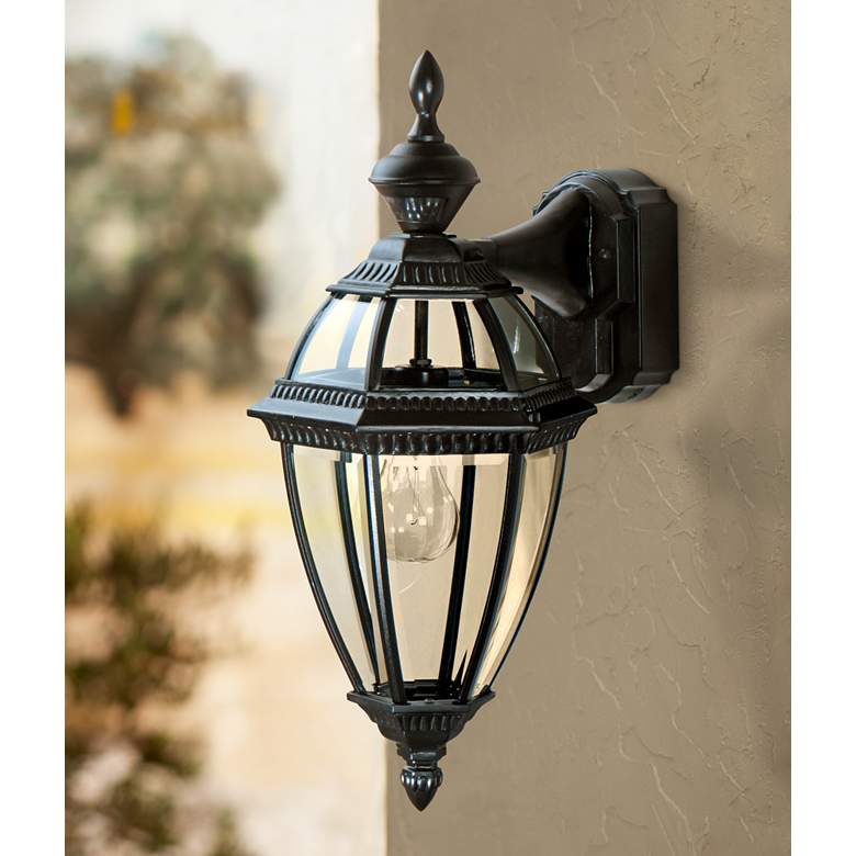 Image 1 Heritage Black 21 inch Dusk to Dawn Motion Sensor Outdoor Light