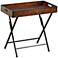 Heritage Mahogany and Rustic Iron Tray Stand