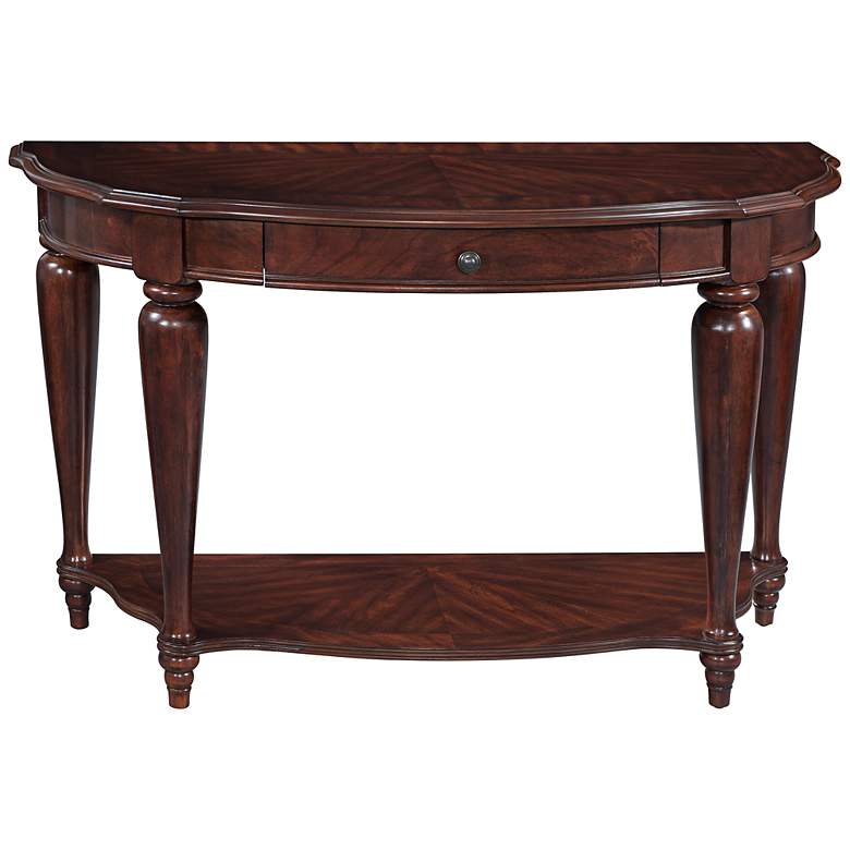 Image 1 Heritage Point Cherry 1-Drawer Demilune Sofa Table