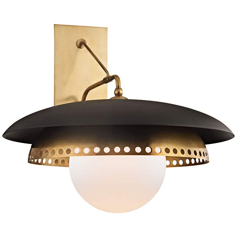 Image 1 Herkimer 17"H Aged Brass with Black Wall Sconce