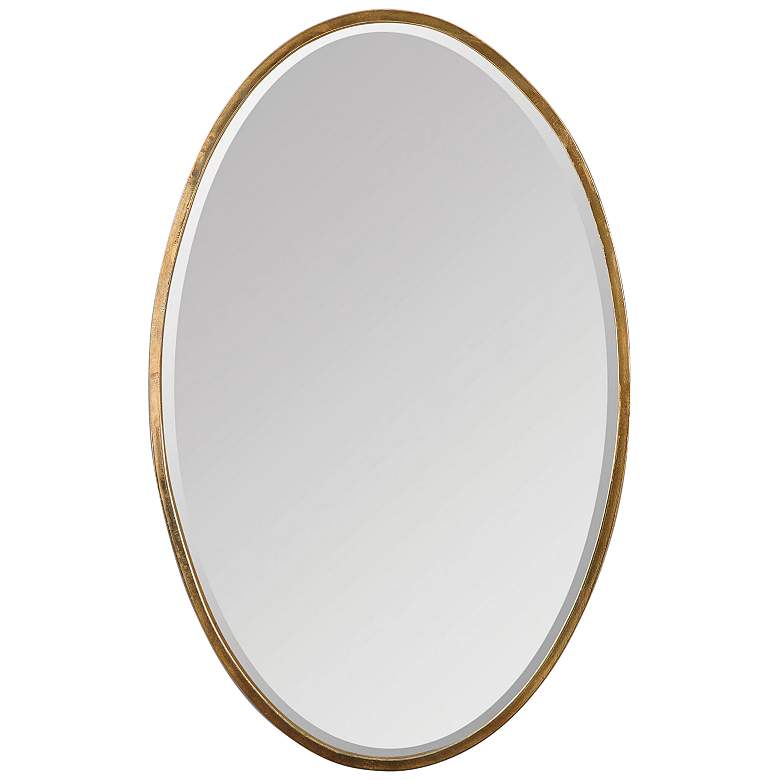 Image 3 Herleva Antiqued Plated Gold 17 3/4" x 28" Oval Wall Mirror