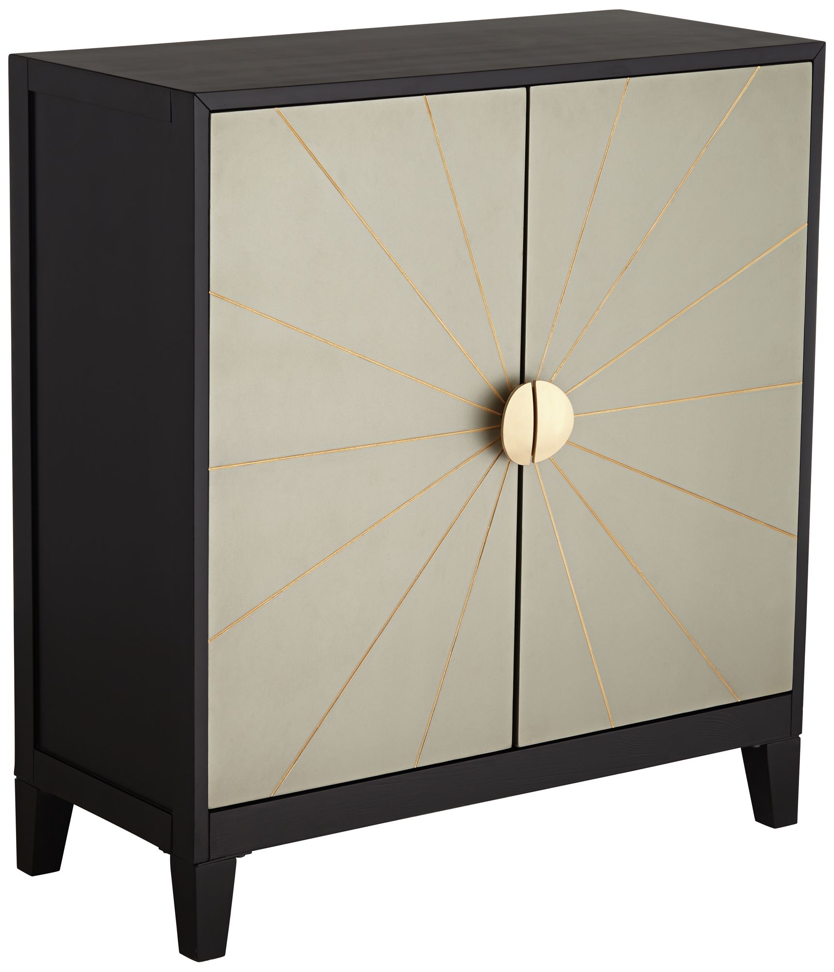 Hermes 35 1/4 Wide Gray and Gold Wooden 2-Door Cabinet