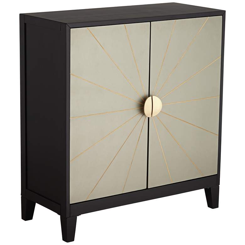 Image 2 Hermes 35 1/4 inch Wide Gray and Gold Wooden 2-Door Cabinet